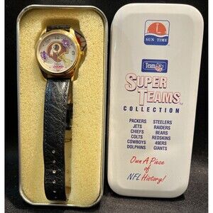 NEW NWOT VINTAGE Sun Time Washington Redskins Wrist Watch NFL Sports